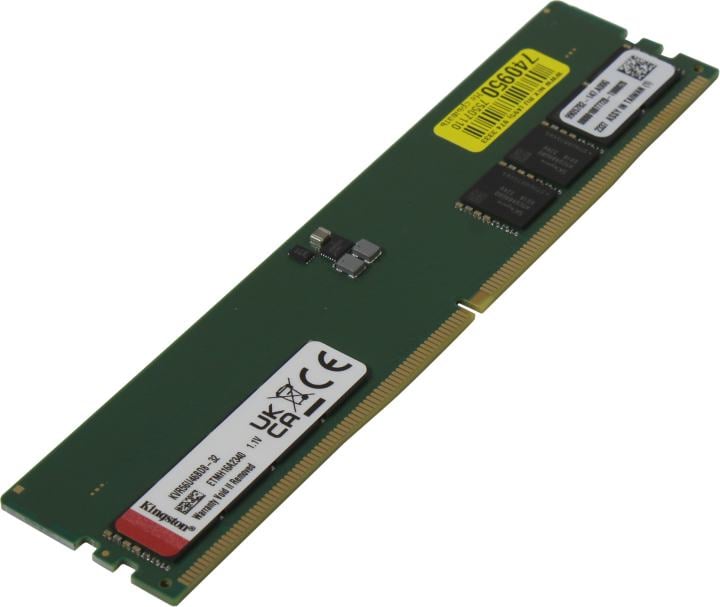 Оперативная память  32Gb Kingston Value KVR56U46BD8-32, DDR5, 5600MHz, DIMM, Non-ECC , CL46 , 1.1V, 2RX8  288-pin 16Gbit, RTL