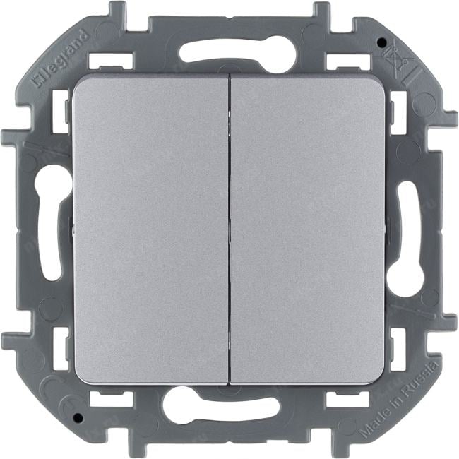 Legrand 673622 Выключатель двухклавишный INSPIRIA 10 AX  250  В~  алюминий (673622)