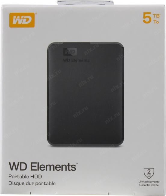 WD <WDBU6Y0050BBK-WESN> Elements Portable 5Tb Black EXT (RTL)  2.5"  USB3.0