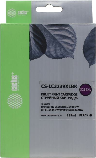 Картридж Cactus CS-LC3239XLBK Black  для Brother HL-J6000DW/J6100DW