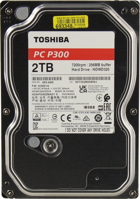 HDD 2 Tb SATA 6Gb/s Toshiba P300  <HDWD320UZSVA>  3.5"