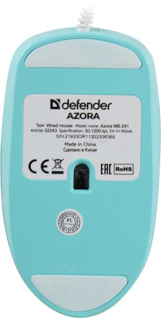 Defender Optical Mouse Azora <MB-241> (RTL)  USB 3btn+Roll <52243>