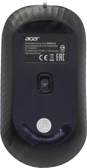 Acer Optical Mouse OMW122  <ZL.MCEEE.00V>  (RTL)  USB 3btn+Roll