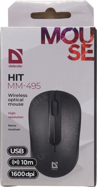 Defender Hit Wireless Optical Mouse <MM-495>  (RTL)  USB  3btn+Roll <52495>