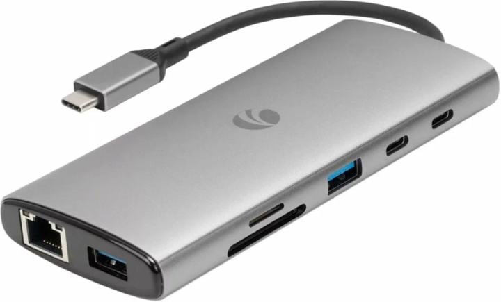 VCOM CUE68 Адаптер/ Адаптер  TypeC-->PD+2USB-C3.1+2USB-A3.0+2HDMI2.0+RJ45(1Gb)+SD3.0+TF3.0  <CUE68>