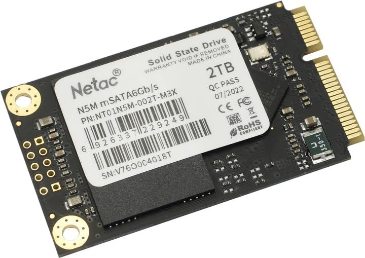 Диск SSD Netac - N5M, для ноутбука, mSATA, 2 ТБ, SATA, 6 Гб/с, speed write-520МБ/с read-560МБ/с, NT01N5M-002T-M3X