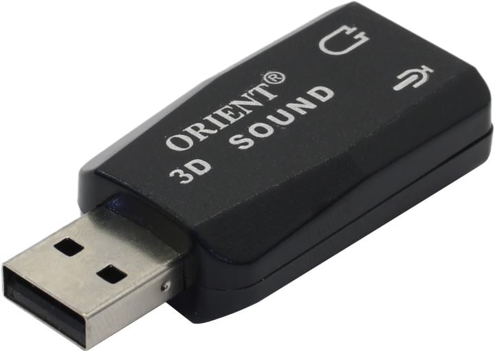 Адаптер ORIENT AU-01N, USB → Audio 2×3.5mm jack