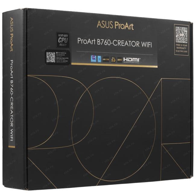 ASUS PROART B760-CREATOR WIFI, LGA1700, B760, 4*DDR5, HDMI+DP, 4xSATA3 + RAID,  3xM2, Audio, Gb