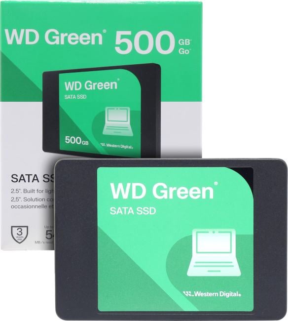Накопитель SSD WD 500Gb Green (2.5", SATA-III, R/W - 545/510 MB/s, MTTF 2000000 hrs) (WDS500G5G0A)