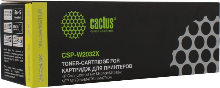 Картридж лазерный Cactus CSP-W2032X для HP LaserJet M454dn, M454dw, M479dw, M479fdn, M479fdw, M479fnw, желтый, 6000 стр.