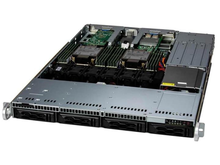Серверная платформа/ SYS-611C-TN4R (bundle4): 1U / 2x LGA-4677 / 16x DDR5 RDIMM / 4x 2.5 NVMe*/SATA/SAS* / 1x SSD NVME 400GB, M.2 / 1x 2-ports GbE RJ45 Intel i350-AM2 / 2x 860W Power (4 SATA config, Fan+ Heatsink Upgrade, + TPM 2.0)