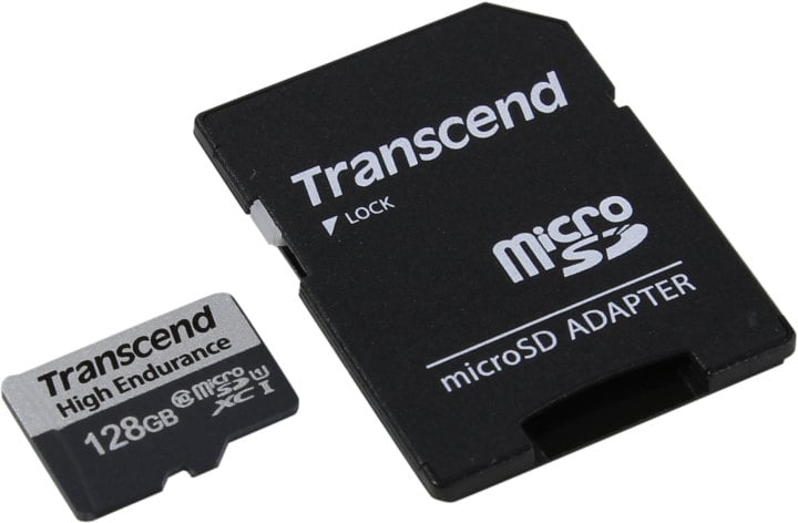 Transcend <TS128GUSD350V> microSDXC Memory Card 128Gb UHS-I U1  + microSD-->SD Adapter