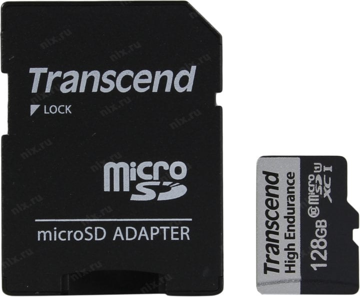 Transcend <TS128GUSD350V> microSDXC Memory Card 128Gb UHS-I U1  + microSD-->SD Adapter