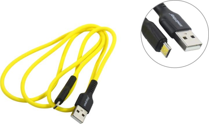 Кабель Smartbuy (iK-12-S21by) S21 MicroUSB желтый, 2.4 А, сил., 1 м