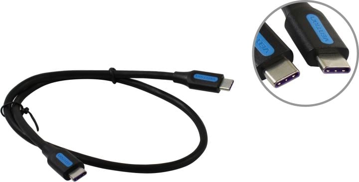 Кабель Vention COTbD USB 2.0 CM/CM 5А PD100W - 0,5м. черный