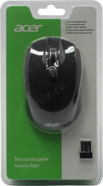 Acer Wireless Optical Mouse OMR040 <ZL.MCEEE.00A>  (RTL) USB 6btn+Roll
