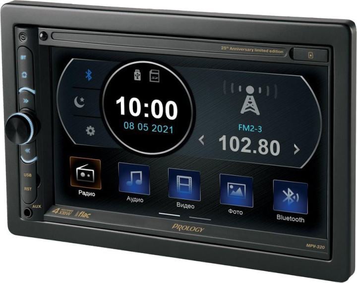 Автомагнитола PROLOGY MPV-320, 2DIN, 6.9", 4x55W, FM, BT, USB