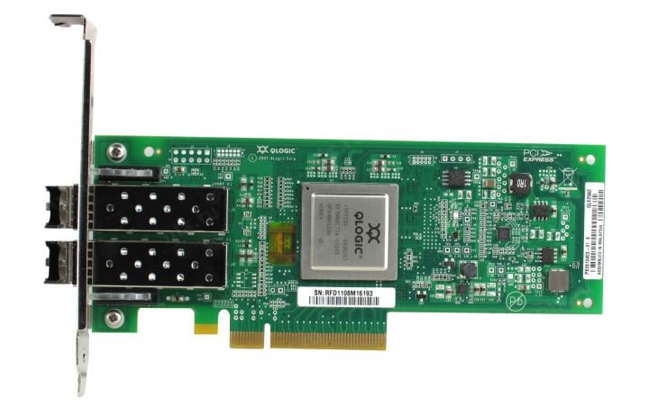 Qlogic QLE2562-CK PCIe 2.0, x8, 2-ports, 8GFC, SR-Optic, трансиверы установлены, LP+FH brackets, OEM
