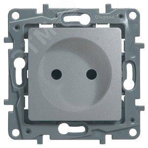 Legrand 672434 ETIKA Розетка без заземления со шторками алюминий  винтовые зажимы (672434)