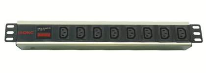 Блок розеток 19, 8 розеток DKC R519IEC8AMC14 10A с индикацией Вых:  8хC13,  Вх:C14X2м,  "RAM telecom"
