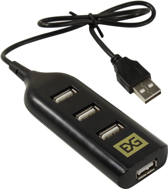 Exegate EX293976RUS USB-Хаб (концентратор) ExeGate DUB-42 (кабель-адаптер USB2.0 --> 4xUSB2.0, Plug&Play, черный)