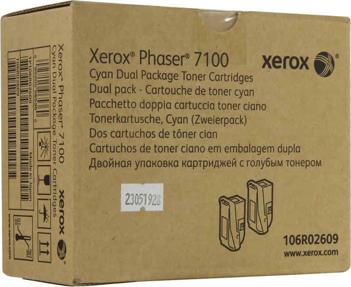 Тонер-картридж Xerox - Phaser 7100, Лазерный, Голубой, 4500стр, двойная упаковка, 106R02609