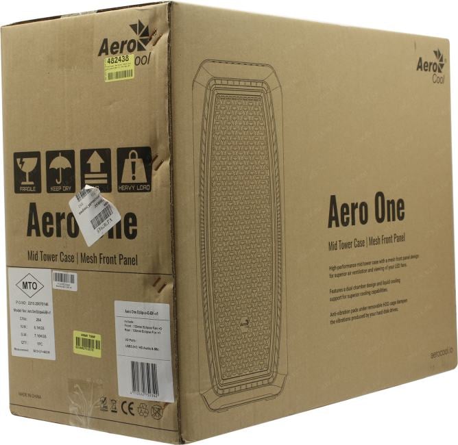 Miditower Aerocool <Aero One  Eclipse-G-BK-v1>  ATX  без БП