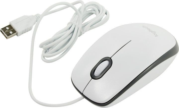 Logitech Mouse M100 White <910-005004/910-006764> (RTL)  USB  3btn+Roll