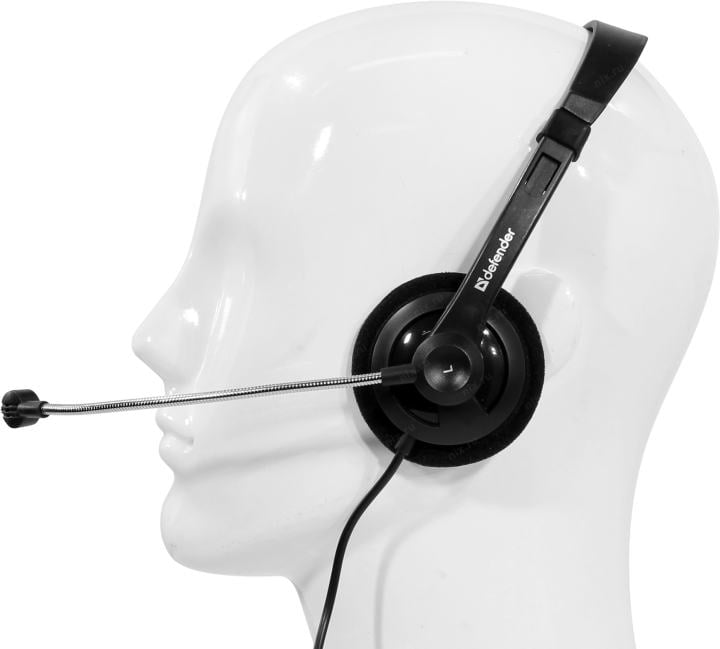 Гарнитура проводная DEFENDER Aura (Аура) 104 черный (2хJack 3.5mm, кабель 1.8м) (63104)