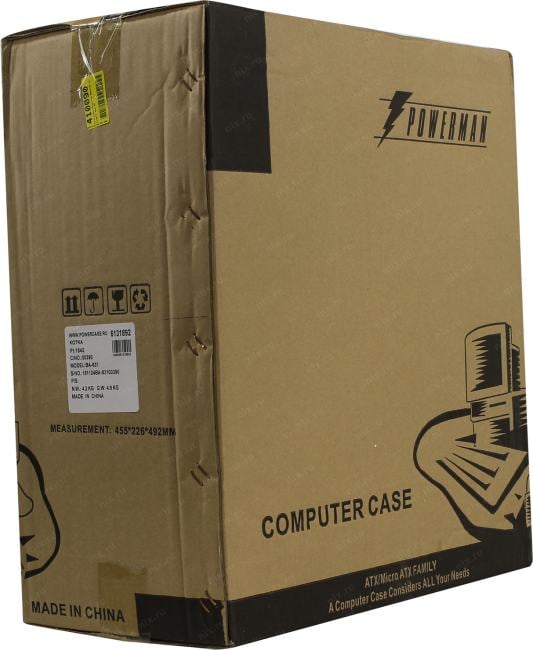 Miditower Powerman  BA831BK  ATX  без БП