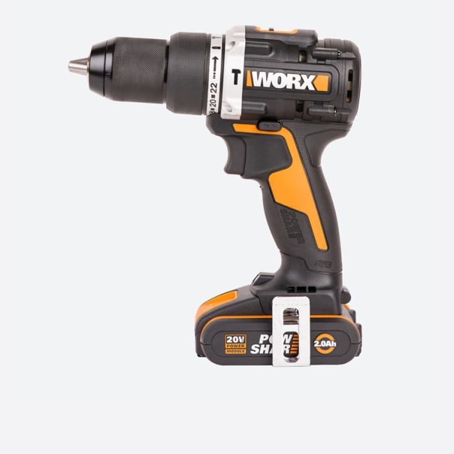 Worx WX352 Дрель-шуруповерт ударная аккумуляторная WORX WX352, 60Нм, 20В, бесщеточная, 2Ач  x2,  ЗУ  2А, кейс