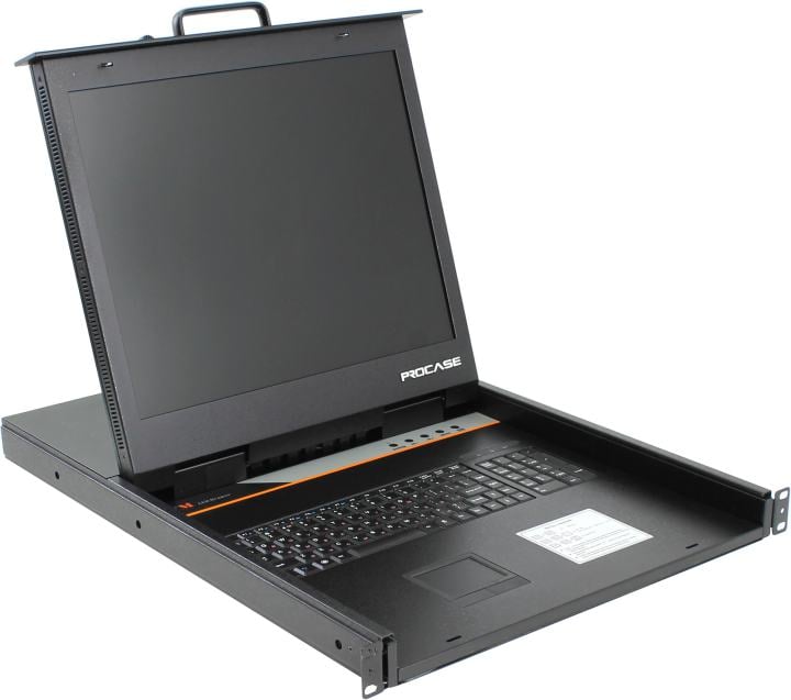 ProCase E1916 Консоль однорельсовая , КВМ 16 порт, LCD 19'', single rail console KVM 16 port, LCD D-Sub, USB, разрешение 1280*1024, 16 кабелей