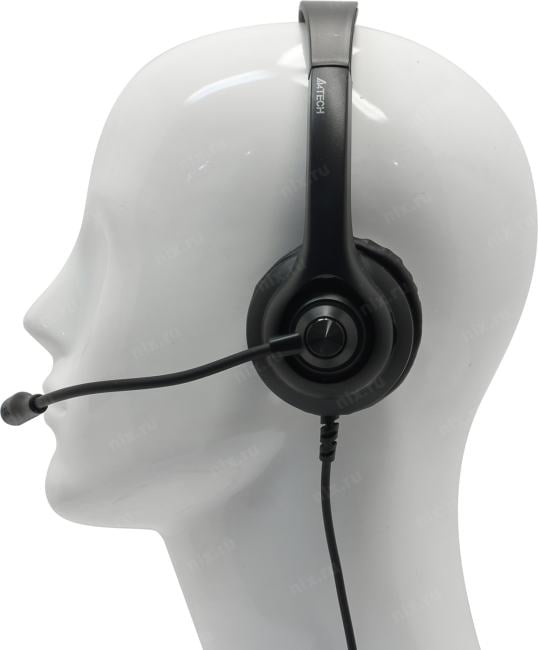 Наушники с микрофоном A4Tech HU-8 Black (USB, шнур 2м,  с регулятором громкости)