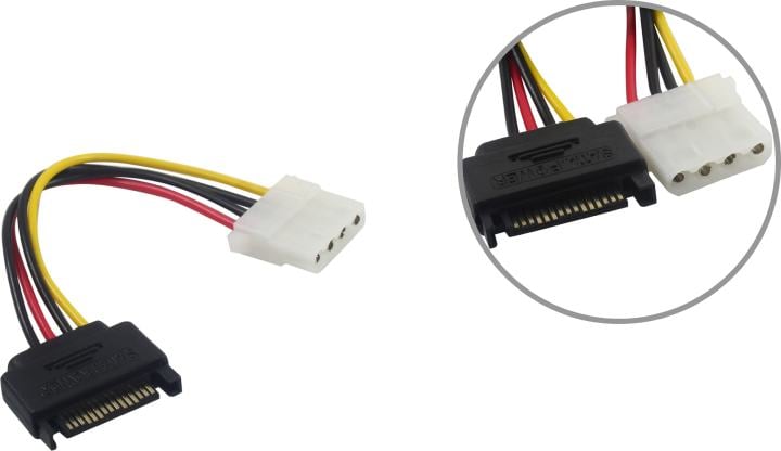 Кабель питания SATA Cablexpert CC-SATA-PS-M, SATA 15pin/Molex 4pin, 15см