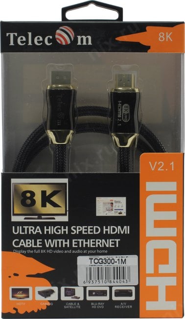 Telecom <TCG300-1м> Кабель HDMI to HDMI (19M  -19M) ver2.1 1м