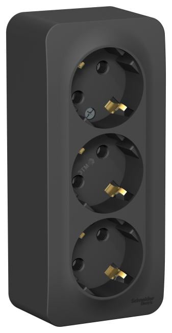 Розетка Schneider Electric BLNRA010316, 3-местная, 16А, 250В, антрацит