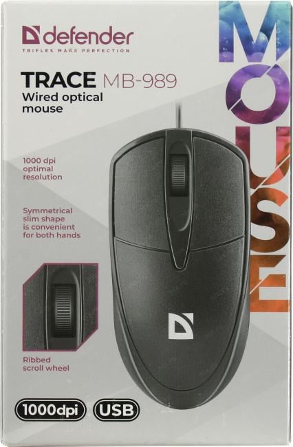 Defender Optical Mouse Trace <MB-989> (RTL) USB  3btn+Roll  <52989>