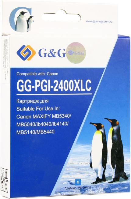 Картридж G&G GG-PGI-2400XLC Cyan для  Canon  MAXIFY  iB4040/4140, MB5040/5140/5340/5440
