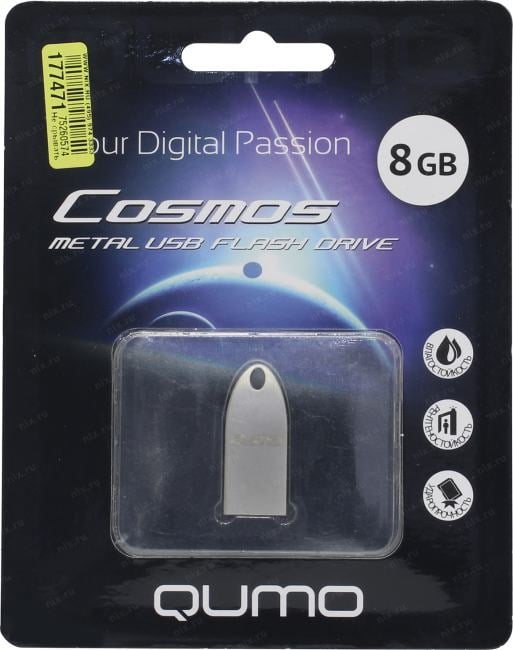 Qumo Cosmos <QM8GUD-Cos> USB2.0 Flash  Drive 8Gb (RTL)