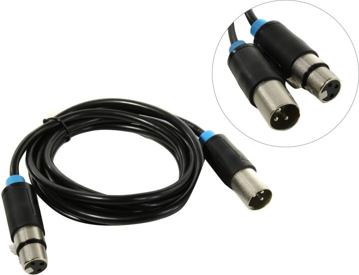 Кабель XLR(M)-XLR(F), 2м, черный Vention (BBFBH)
