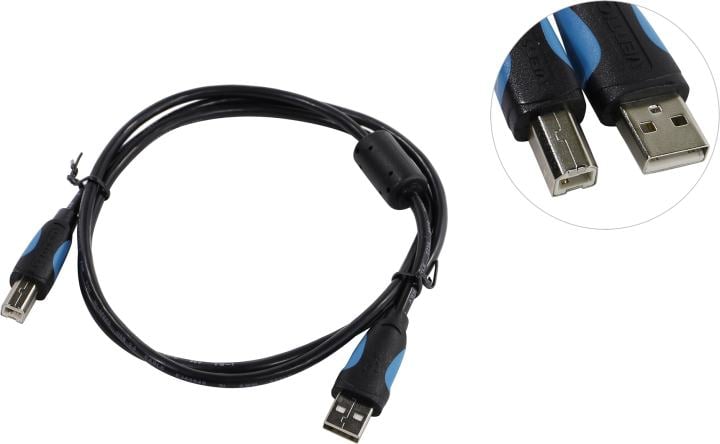 Vention <VAS-A16-B100> Кабель USB 2.0 A-->B  1м 1 фильтр