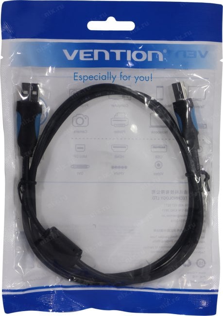 Vention <VAS-A16-B100> Кабель USB 2.0 A-->B  1м 1 фильтр