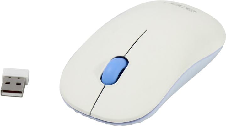 Acer Wireless Optical Mouse OMR205 White/Blue  <ZL.MCEEE.02H>  (RTL)  USB 3btn+Roll
