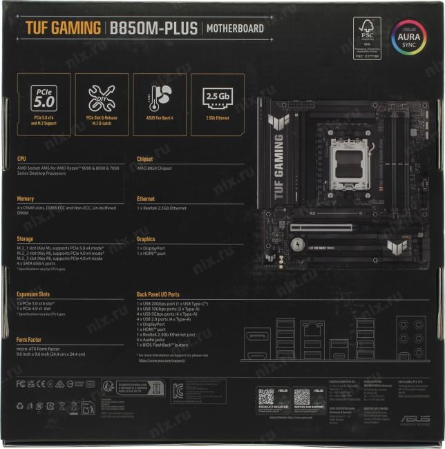 ASUS TUF GAMING B850M-PLUS (RTL) AM5 <B850> PCI-E HDMI+DP 2.5GbLAN  SATA MicroATX 4DDR5
