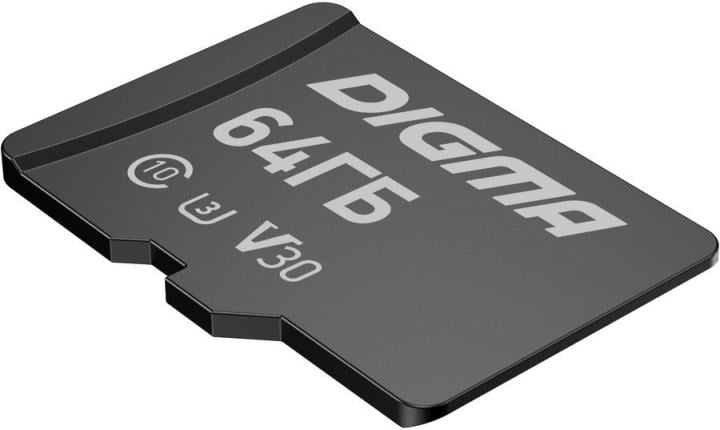 Digma <DGFCA064A03> microSDXC 64Gb UHS-I U3 Class10 V30  + microSD-->SD Adapter