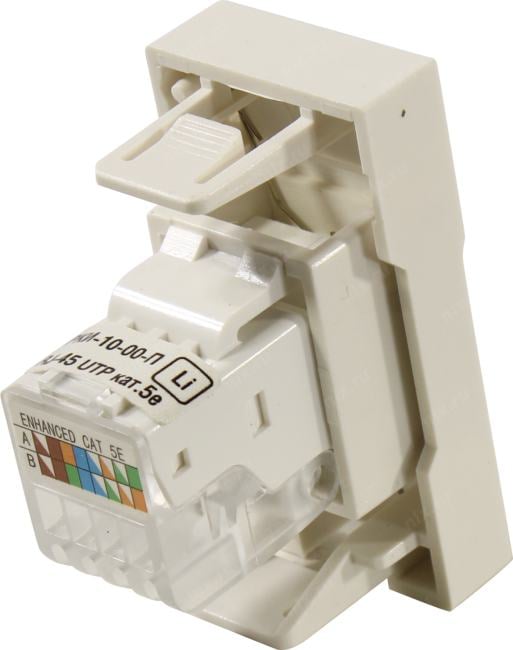 Розетка-вилка Розетка компьютерная RJ-45 PRIMER РКИ-10-00-П UTP кат.5e 1 модуль белая (CKK-40D-RI1-K01)