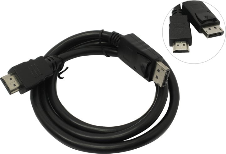 Кабель DisplayPort->HDMI Cablexpert CC-DP-HDMI-1M 1м, 20M/19M, черный, экран, пакет (CC-DP-HDMI-1M) (079990) {100}
