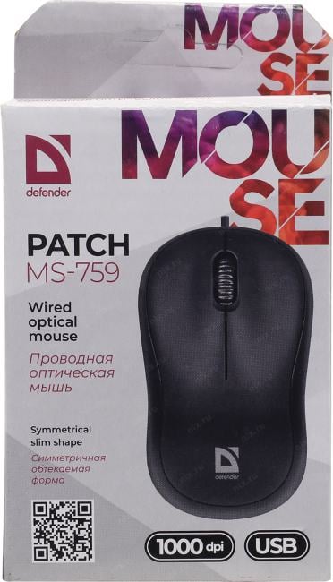 Defender Optical MousePatch <MS-759> (RTL)  USB  3btn+Roll  <52759> уменьшенная