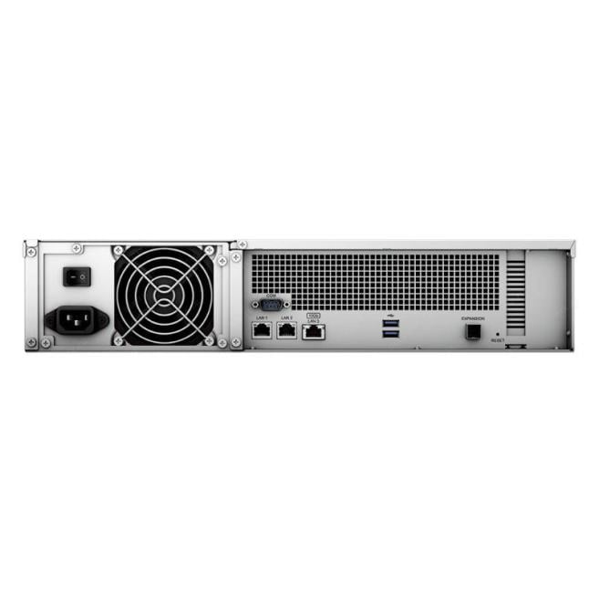 Система хранения данных Synology 2U/12bay QC 3,35GhzCPU/8Gb(32)/RAID0,1,10,5,6/upto 24HDD (1xRX1223RP)/2xUSB3.2/1xMini-SAS/2xGigEth/2x10Geth/1xExpslot/iSCSI/1YW/no rail