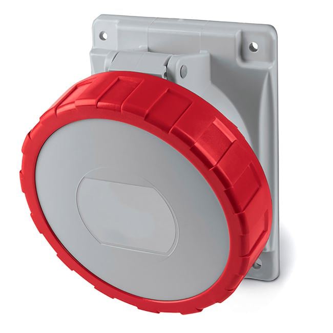 DKC / ДКС DIS4183267 Розетка скрытой установки с наклоном, винтовой зажим, 32A, 3P+E+N, IP67, для сечения кабеля 2,5-6,0мм2, 400В, цвет красный